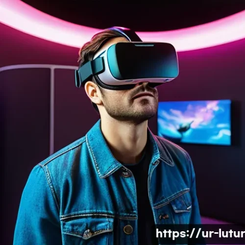 Home 33 감각 확장 인터페이스와 차세대 플랫폼 - A detailed virtual reality museum tour scene featuring an adult male wearing casual clothing and VR ...